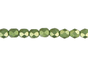 Czech Fire-Polish Bead 6mm ColorTrends Saturated Metallic Greenery (25pc Strand) by Starman Czech Fire-Polish Bead 6mm ColorTrends Saturated Metallic Greenery (25pc Strand) by Starman
