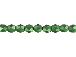 Czech Fire-Polish Bead 6mm ColorTrends Saturated Metallic Kale (25pc Strand) by Starman Czech Fire-Polish Bead 6mm ColorTrends Saturated Metallic Kale (25pc Strand) by Starman