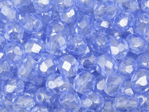 Czech Fire-Polish Bead 6mm Columbia Blue Luster (25pc Strand) by Starman