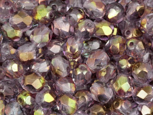 Czech Fire-Polish Bead 6mm Crystal and Amethyst Luster (25pc Strand) by Starman Czech Fire-Polish Bead 6mm Crystal and Amethyst Luster (25pc Strand) by Starman