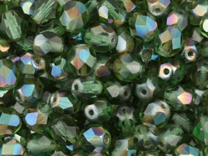 Czech Fire-Polish Bead 6mm Deep Green Celsian (25pc Strand) by Starman Czech Fire-Polish Bead 6mm Deep Green Celsian (25pc Strand) by Starman