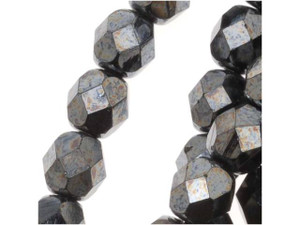 Czech Fire-Polish Bead 6mm Hematite (25pc Strand) by Starman Czech Fire-Polish Bead 6mm Hematite (25pc Strand) by Starman