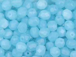 Czech Fire-Polish Bead 6mm Opaque Aquamarine (25pc Strand) by Starman Czech Fire-Polish Bead 6mm Opaque Aquamarine (25pc Strand) by Starman