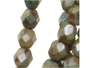 Czech Fire-Polish Bead 6mm Opaque Green Luster (25pc Strand) by Starman Czech Fire-Polish Bead 6mm Opaque Green Luster (25pc Strand) by Starman