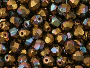 Czech Fire-Polish Bead 6mm Opaque Red Bronze Luster (25pc Strand) by Starman Czech Fire-Polish Bead 6mm Opaque Red Bronze Luster (25pc Strand) by Starman