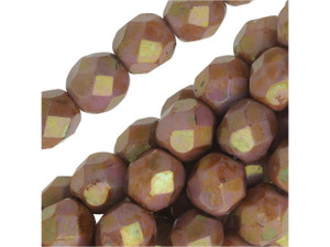 Czech Fire-Polish Bead 6mm Opaque Rose and Topaz Luster (25pc Strand) by Starman Czech Fire-Polish Bead 6mm Opaque Rose and Topaz Luster (25pc Strand) by Starman