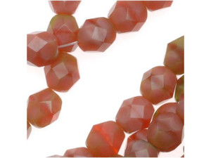 Czech Fire-Polish Bead 6mm Pink Coral and Olivine (25pc Strand) by Starman Czech Fire-Polish Bead 6mm Pink Coral and Olivine (25pc Strand) by Starman