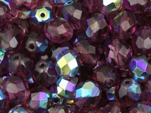 Czech Fire-Polish Bead 8mm Amethyst AB (25pc Strand) by Starman Czech Fire-Polish Bead 8mm Amethyst AB (25pc Strand) by Starman