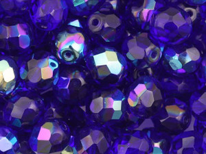 Czech Fire-Polish Bead 8mm Cobalt AB (25pc Strand) by Starman Czech Fire-Polish Bead 8mm Cobalt AB (25pc Strand) by Starman