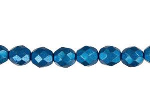 Czech Fire-Polish Bead 8mm ColorTrends Saturated Metallic Marina (25pc Strand) by Starman Czech Fire-Polish Bead 8mm ColorTrends Saturated Metallic Marina (25pc Strand) by Starman
