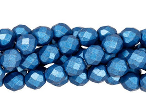 Czech Fire-Polish Bead 8mm ColorTrends Saturated Metallic Nebulas Blue (25pc Strand) by Starman Czech Fire-Polish Bead 8mm ColorTrends Saturated Metallic Nebulas Blue (25pc Strand) by Starman