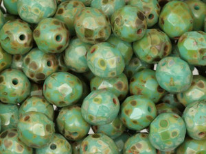Czech Fire-Polish Bead 8mm Opaque Turquoise Picasso (25pc Strand) by Starman Czech Fire-Polish Bead 8mm Opaque Turquoise Picasso (25pc Strand) by Starman