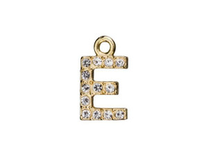 Gold Finish Letter E Pendant with Ring (7mm) Gold Finish Letter E Pendant with Ring (7mm)