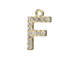 Gold Finish Letter F Pendant with Ring (12.5mm) Gold Finish Letter F Pendant with Ring (12.5mm)