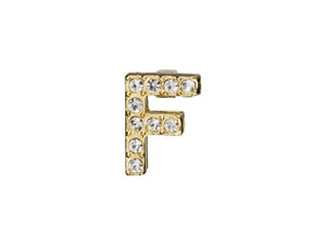 Gold Finish Letter F Pendant with Tube Bail (7mm) Gold Finish Letter F Pendant with Tube Bail (7mm)
