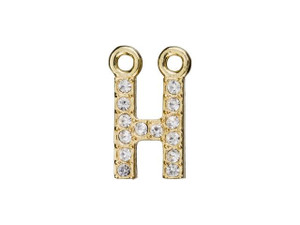 Gold Finish Letter H Pendant with 2 Rings (7mm) Gold Finish Letter H Pendant with 2 Rings (7mm)
