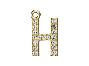 Gold Finish Letter H Pendant with Ring (12.5mm) Gold Finish Letter H Pendant with Ring (12.5mm)