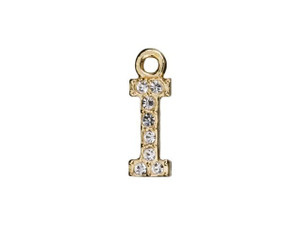 Gold Finish Letter I Pendant with Ring (7mm) Gold Finish Letter I Pendant with Ring (7mm)