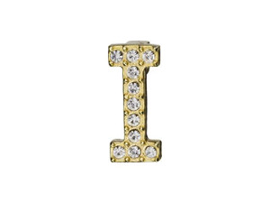 Gold Finish Letter I Pendant with Tube Bail (12.5mm) Gold Finish Letter I Pendant with Tube Bail (12.5mm)