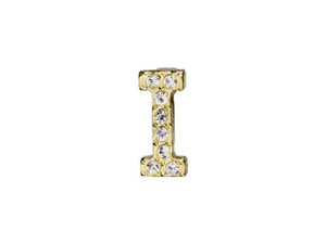 Gold Finish Letter I Pendant with Tube Bail (7mm) Gold Finish Letter I Pendant with Tube Bail (7mm)