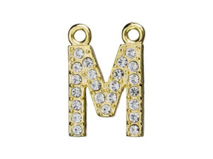 Gold Finish Letter M Pendant with 2 Rings (12.5mm) Gold Finish Letter M Pendant with 2 Rings (12.5mm)