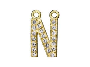 Gold Finish Letter N Pendant with 2 Rings (12.5mm) Gold Finish Letter N Pendant with 2 Rings (12.5mm)