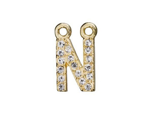 Gold Finish Letter N Pendant with 2 Rings (7mm) Gold Finish Letter N Pendant with 2 Rings (7mm)