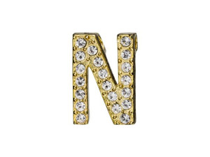 Gold Finish Letter N Pendant with Tube Bail (12.5mm) Gold Finish Letter N Pendant with Tube Bail (12.5mm)