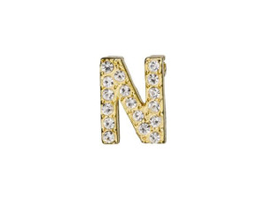 Gold Finish Letter N Pendant with Tube Bail (7mm) Gold Finish Letter N Pendant with Tube Bail (7mm)
