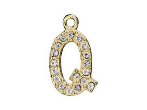 Gold Finish Letter Q Pendant with Ring (12.5mm) Gold Finish Letter Q Pendant with Ring (12.5mm)