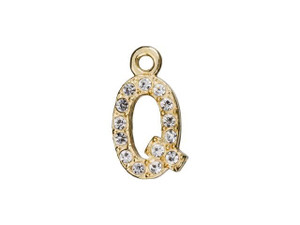 Gold Finish Letter Q Pendant with Ring (7mm) Gold Finish Letter Q Pendant with Ring (7mm)