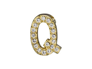 Gold Finish Letter Q Pendant with Tube Bail (12.5mm) Gold Finish Letter Q Pendant with Tube Bail (12.5mm)