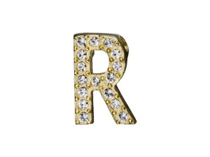 Gold Finish Letter R Pendant with Tube Bail (12.5mm) Gold Finish Letter R Pendant with Tube Bail (12.5mm)
