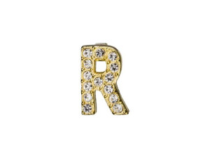 Gold Finish Letter R Pendant with Tube Bail (7mm) Gold Finish Letter R Pendant with Tube Bail (7mm)