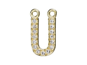 Gold Finish Letter U Pendant with 2 Rings (12.5mm) Gold Finish Letter U Pendant with 2 Rings (12.5mm)