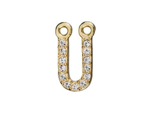 Gold Finish Letter U Pendant with 2 Rings (7mm) Gold Finish Letter U Pendant with 2 Rings (7mm)