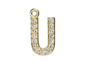 Gold Finish Letter U Pendant with Ring (12.5mm) Gold Finish Letter U Pendant with Ring (12.5mm)