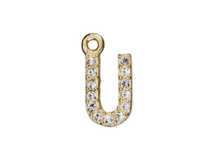 Gold Finish Letter U Pendant with Ring (7mm) Gold Finish Letter U Pendant with Ring (7mm)