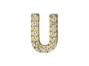 Gold Finish Letter U Pendant with Tube Bail (12.5mm) Gold Finish Letter U Pendant with Tube Bail (12.5mm)