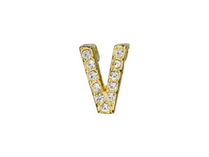Gold Finish Letter V Pendant with Tube Bail (7mm) Gold Finish Letter V Pendant with Tube Bail (7mm)
