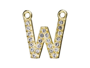 Gold Finish Letter W Pendant with 2 Rings (12.5mm) Gold Finish Letter W Pendant with 2 Rings (12.5mm)