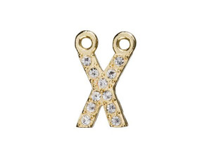 Gold Finish Letter X Pendant with 2 Rings (7mm) Gold Finish Letter X Pendant with 2 Rings (7mm)