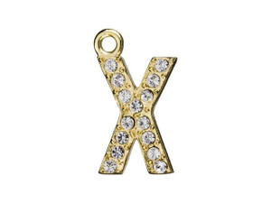Gold Finish Letter X Pendant with Ring (12.5mm) Gold Finish Letter X Pendant with Ring (12.5mm)