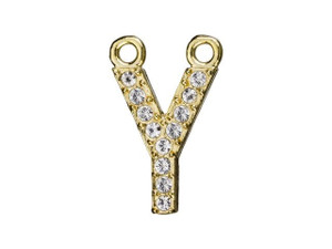 Gold Finish Letter Y Pendant with 2 Rings (12.5mm) Gold Finish Letter Y Pendant with 2 Rings (12.5mm)