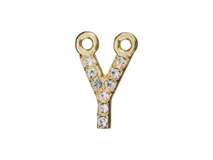 Gold Finish Letter Y Pendant with 2 Rings (7mm) Gold Finish Letter Y Pendant with 2 Rings (7mm)