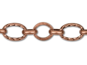 11x7.5mm Antique Copper-Plated Textured and Plain Link Chain by the Foot 11x7.5mm Antique Copper-Plated Textured and Plain Link Chain by the Foot