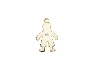 Gold-Finish Boy Charm with Genuine Pine Green Diamond Gold-Finish Boy Charm with Genuine Pine Green Diamond