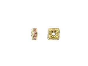 Gold-Plated 4.5mm Amethyst Rhinestone Squaredelle Spacer Bead Gold-Plated 4.5mm Amethyst Rhinestone Squaredelle Spacer Bead