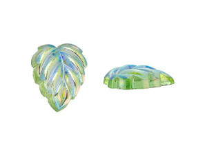 12mm Czech Glass Leaf Foiled Back Cabochon - Peridot AB 12mm Czech Glass Leaf Foiled Back Cabochon - Peridot AB
