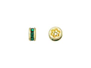 Gold-Plated 4.5mm Emerald Green Rhinestone Rondelle Spacer Bead Gold-Plated 4.5mm Emerald Green Rhinestone Rondelle Spacer Bead